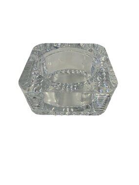 Vintage French Crystal Glass Ashtray Square Cut Glass Catchall Trinket Dish Fran